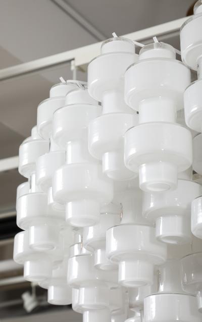  Murano Luxury Glass MGL Grand Scale White Murano Glass Chandelier