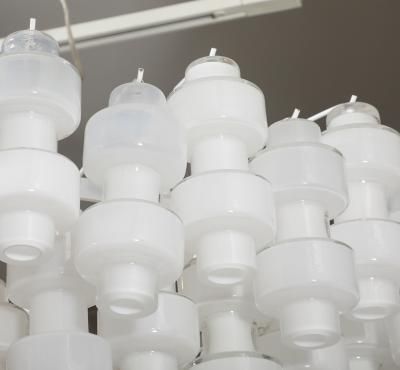  Murano Luxury Glass MGL Grand Scale White Murano Glass Chandelier