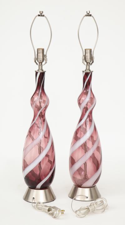  Murano Luxury Glass MGL Smokey Amethyst Murano Glass Lamps