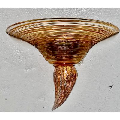  Murano Mid Century Modern Orange Murano Venetian Glass Wall Light Sconce