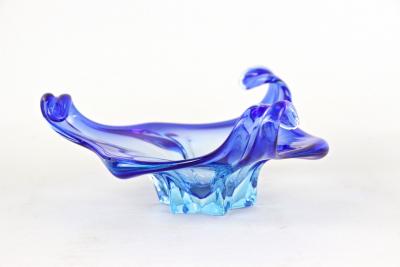  Murano Mid Century Murano Sommerso Blue Glass Bowl Italy circa 1960