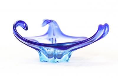  Murano Mid Century Murano Sommerso Blue Glass Bowl Italy circa 1960