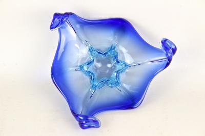  Murano Mid Century Murano Sommerso Blue Glass Bowl Italy circa 1960