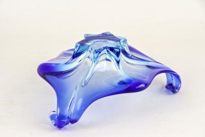  Murano Mid Century Murano Sommerso Blue Glass Bowl Italy circa 1960