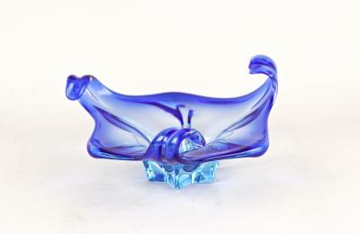 Murano Mid Century Murano Sommerso Blue Glass Bowl Italy circa 1960