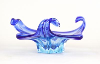  Murano Mid Century Murano Sommerso Blue Glass Bowl Italy circa 1960