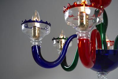  Murano Mid Century Style Murano Polychrome Glass Chandelier 1990s