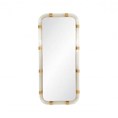  Murano Monumental Murano Glass Mirror with Solid Brass Details Italy 1965