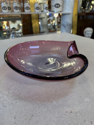  Murano Murano Amethyst Glass Bowl with Folded Rim Italy 1960s
