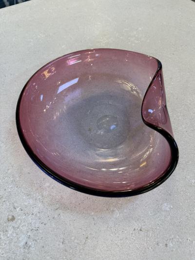  Murano Murano Amethyst Glass Bowl with Folded Rim Italy 1960s