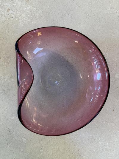  Murano Murano Amethyst Glass Bowl with Folded Rim Italy 1960s