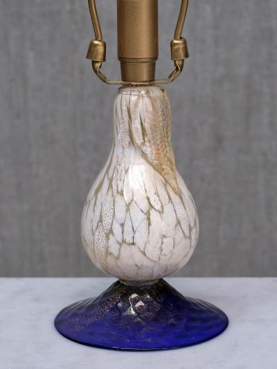  Murano Murano Blue Millefiori Glass Lamp with Gold Accented Base Italy 1970s