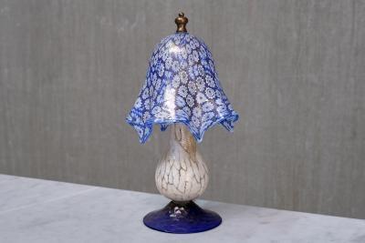  Murano Murano Blue Millefiori Glass Lamp with Gold Accented Base Italy 1970s