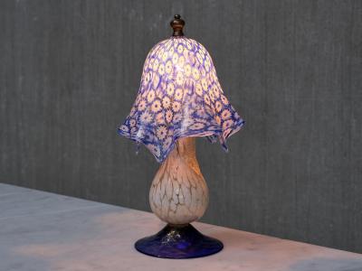  Murano Murano Blue Millefiori Glass Lamp with Gold Accented Base Italy 1970s