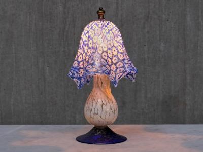  Murano Murano Blue Millefiori Glass Lamp with Gold Accented Base Italy 1970s