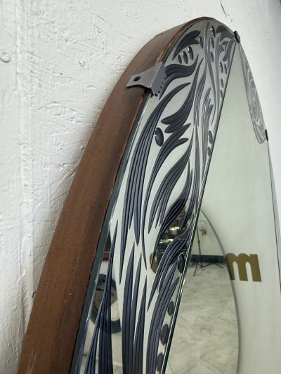  Murano Murano Etched Glass Floor Mirror with Integrated Console Shelf 1950s