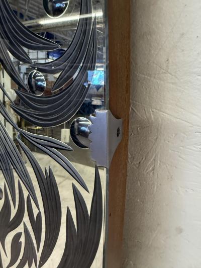  Murano Murano Etched Glass Floor Mirror with Integrated Console Shelf 1950s