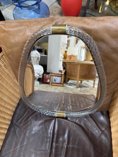  Murano Murano Glass Wall Mirror with Brass Accents