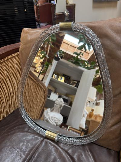 Murano Murano Glass Wall Mirror with Brass Accents