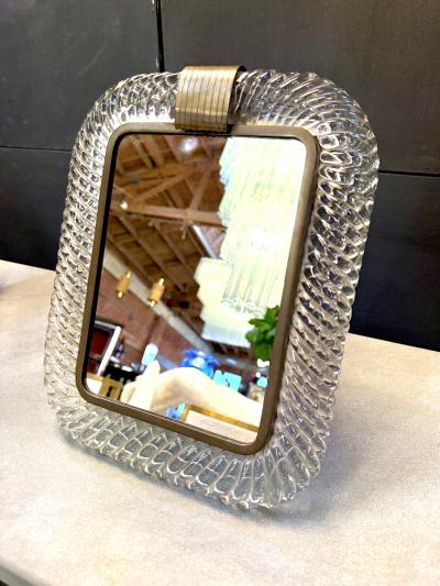  Murano Murano Glass and Brass Table Mirror