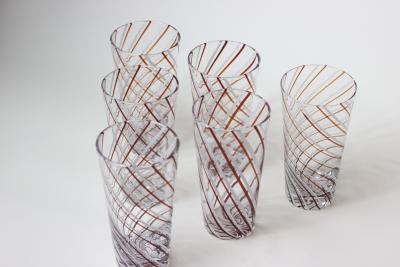  Murano Murano Glassware Barware Six Highball Tumblers and Ice Bucket Italy 1980s