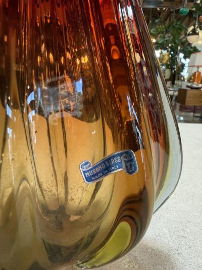  Murano Murano Sommerso Glass Ewer Vase in Amber and Ruby Italy 1960s