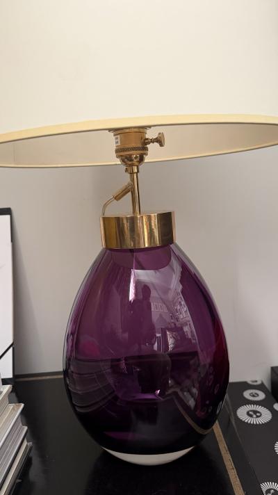  Murano Murano amethyst glass table lamp with brass fittings