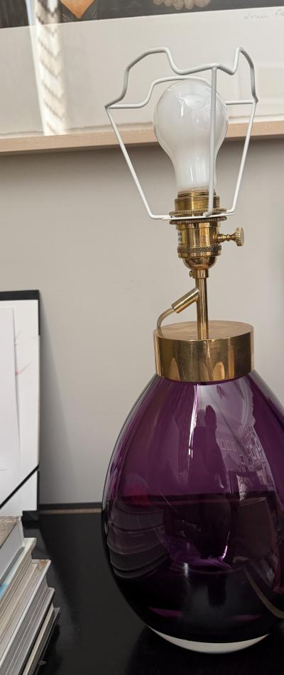  Murano Murano amethyst glass table lamp with brass fittings