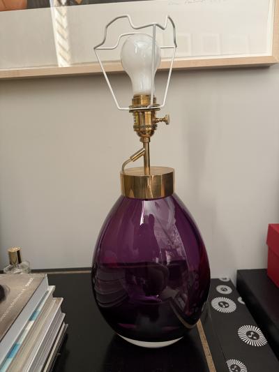  Murano Murano amethyst glass table lamp with brass fittings