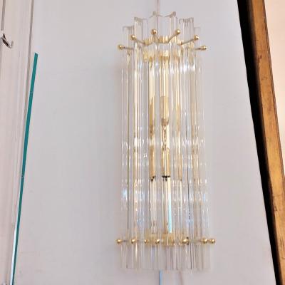  Murano Pair of Fluted Murano Glass Wall Sconces