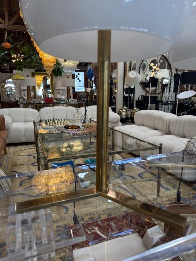  Murano Pair of Italian Murano Glass Table Lamps with Brass Base 1950s
