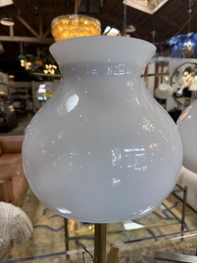  Murano Pair of Italian Murano Glass Table Lamps with Brass Base 1950s
