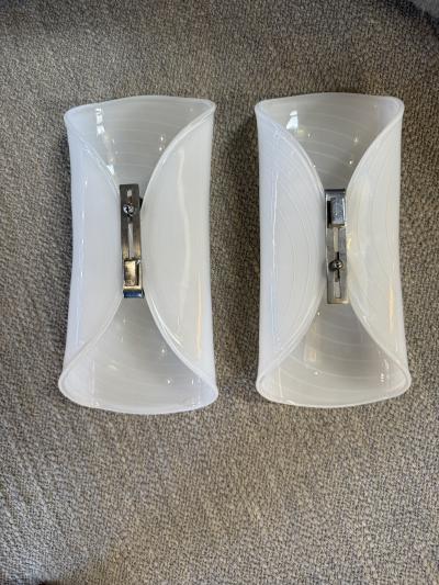  Murano Pair of Murano Spiral Glass Wall Sconces