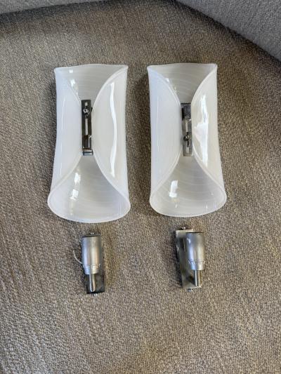 Murano Pair of Murano Spiral Glass Wall Sconces