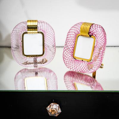  Murano Pair of Pink Murano Glass Table Frames Italy probably Mid 20th Century