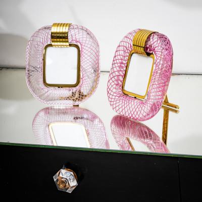 Murano Pair of Pink Murano Glass Table Frames Italy probably Mid 20th Century