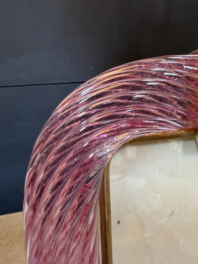 Murano Pink Murano Glass and Brass Picture Frame