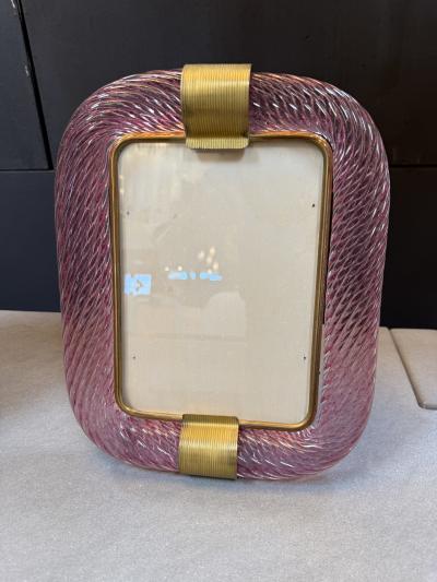 Murano Pink Murano Glass and Brass Picture Frame