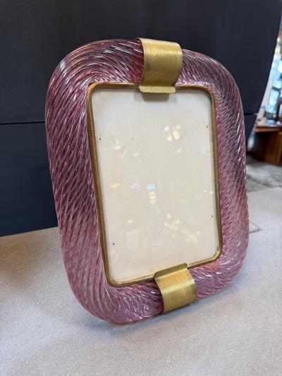  Murano Pink Murano Glass and Brass Picture Frame