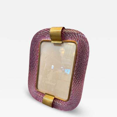  Murano Pink Murano Glass and Brass Picture Frame