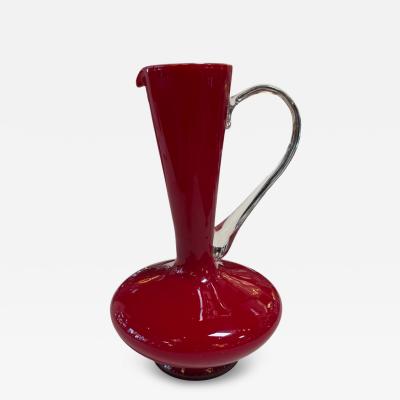  Murano Red Murano Glass Pitcher 1960s