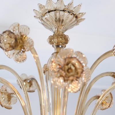  Murano Stunning Mid Century Fume Floral Six Arm Murano Glass Chandelier