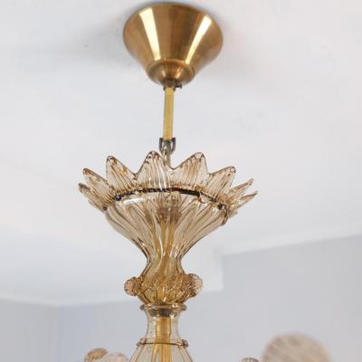  Murano Stunning Mid Century Fume Floral Six Arm Murano Glass Chandelier