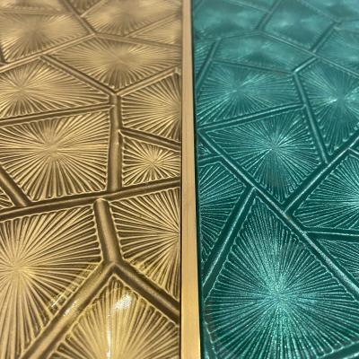 Murano Turquoise and Golden Vintage Murano Glass sideboard