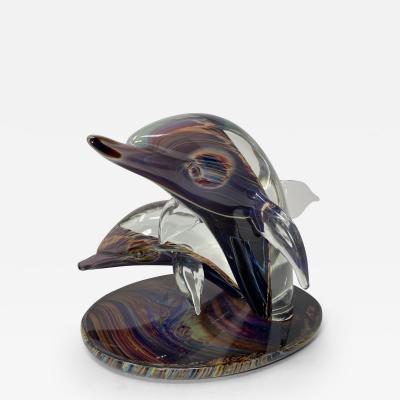  Murano Twin Dolphins Murano Glass Sculpture
