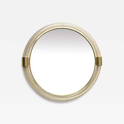  Murano Venetian Round Torgiglione Torchon Murano Glass Wall Mirror in Barovier Style