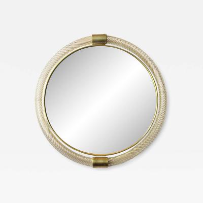  Murano Venetian Round Torgiglione Torchon Murano Glass Wall Mirror in Barovier Style
