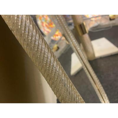  Murano Venetian Torciglione Torchon Murano Glass Wall Mirror in Barovier Style