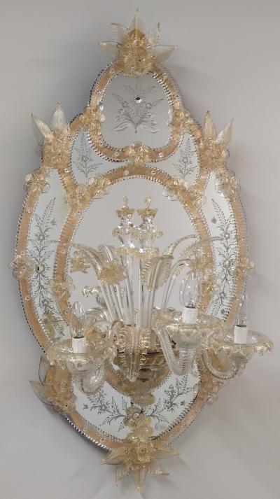 Murano Venetian Wall Sconce Mirrored Applique from Murano