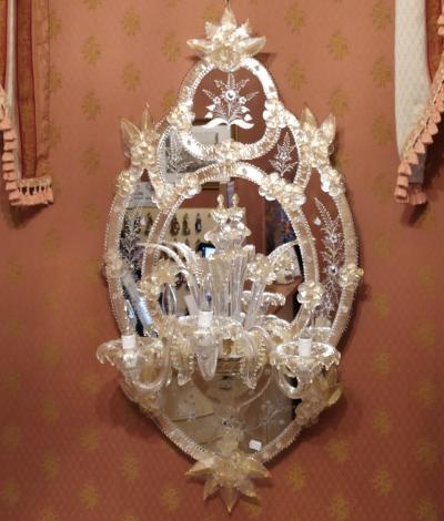  Murano Venetian Wall Sconce Mirrored Applique from Murano